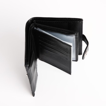 Male purse on Magnet, 3 in 1, for bills, auto documents and passports, black color-3