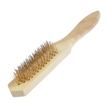 Metallic manual scrap brush, wooden handle, 5-row-5