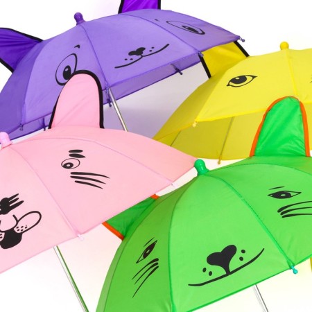 Mechanical children's umbrella "animals", r = 25cm, with ears, color mix-11