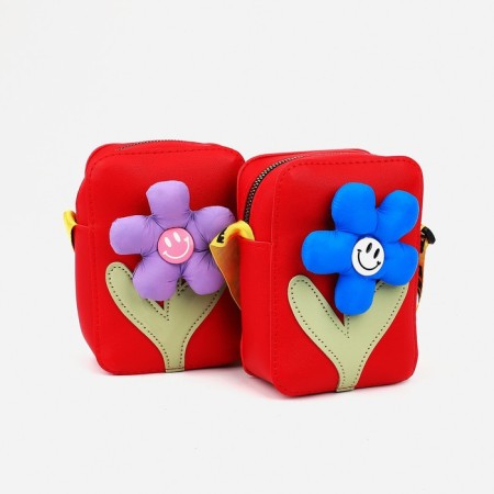 Bag's bag with lightning, long belt, red color-3