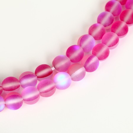 Busins ​​made of natural stone "Cat Eye", set 46 pcs., Size 1 pc. - 8 mm, pink