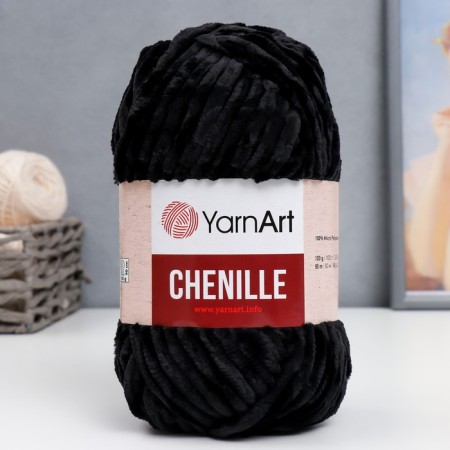 Yarn "Chenille" 100% micropoliester 90m/100g (542 black)