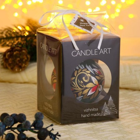 Christmas ball D-8 cm "painted leaves" manual painting-3