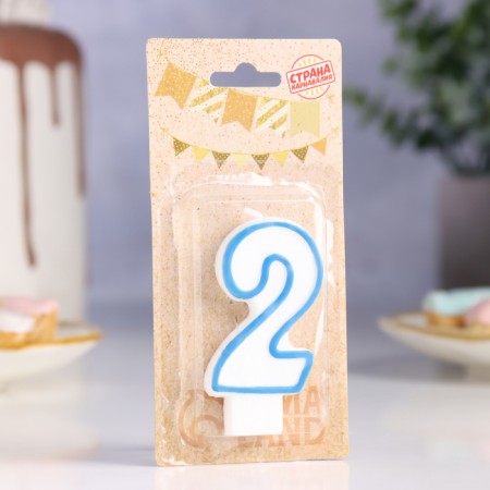 Candle for cake the number "2" Color rim, mix-1