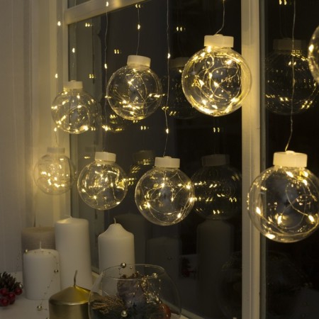 Garland “fringe” 2.5 × 0.7 m dews with nozzles “balls”, ip20, silver thread, 150 LED, glow warm white, 12 V-2