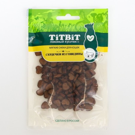 Soft titbit snacks for cats, beef hearts, 40 g-1