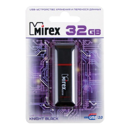 Flashka Mirex Knight Black, 32 GB, USB2.0, Thu up to 25 MB/s, PLO up to 15 MB/s, black-1