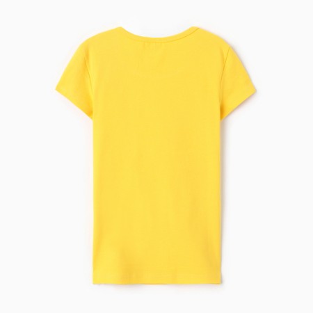 T-shirt female o-shaped neckline, yellow color, size 52-3