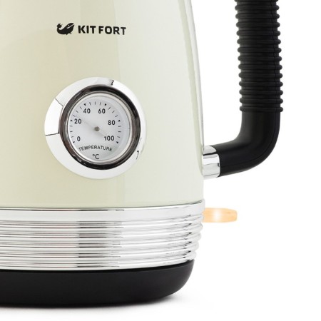 Electric kettle KitFort KT-633-3, metal, 1.7 l, 2150 W, built-in thermometer, beige-3
