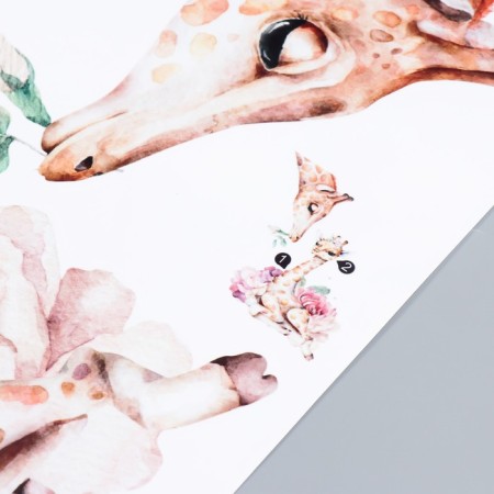 Sticker Plastic Interior color "Giraffe with a baby in flowers" 30x90 cm-2