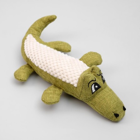 Textile toy "crocodile" with a squeak, 30 cm, green-4