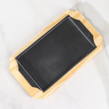 Cast iron pan “rectangle”, 25 × 14 cm, on a wooden stand-1