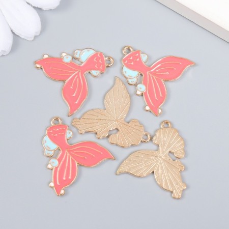 Decor for creativity Metal, enamel "Tail of the Mermaid" pink 2.2x2.3 cm-2