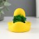 Concrete "duck" 6x8x5.5 cm yellow with moss (moss green. Stabilized)
