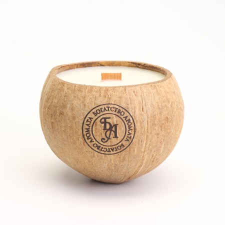 Candle in coconut aromatic, orange, soy wax, 8x10 cm, in the box-2