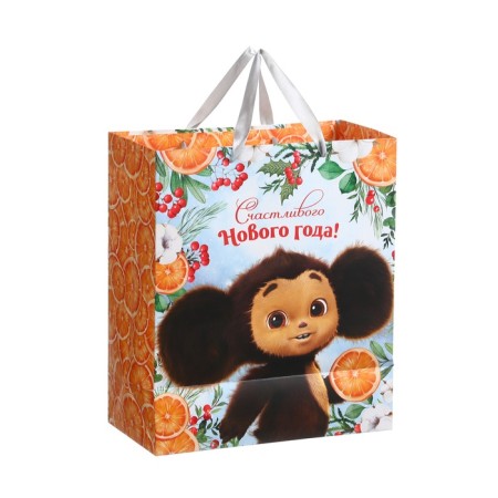 New Year. Gift package, 23x27x11.5 cm, packaging, Cheburashka-2
