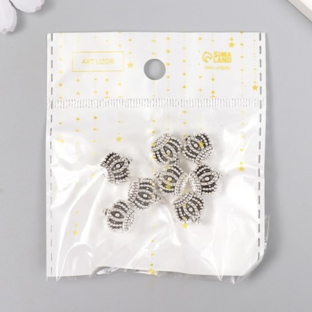 Bead for creativity Metal "Crown" silver 1.3x1.2 cm-4