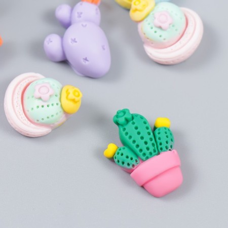 Decor for creativity plastic "Cactus in a pot" MIX 2x1 cm-1