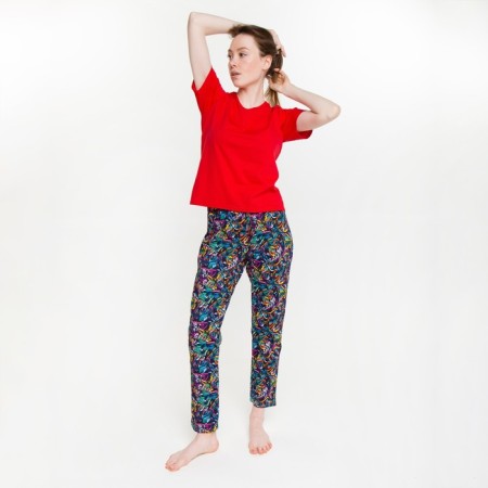 Female set (T -shirt/pants), red/butterfly, size 46-1