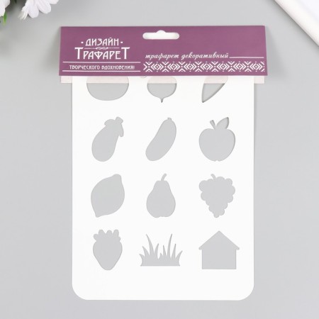 Plastic stencil "Fruits, vegetables" 16x24 cm-3