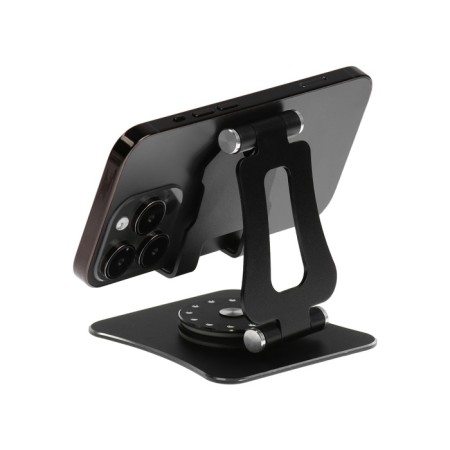 A phone stand, adjustable, folding, 360 ° rotation, metal, black-4