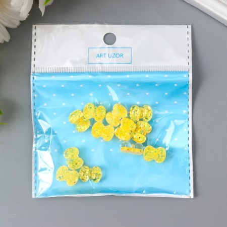 Decor for creativity plastic "Yellow bow" crystal 1x1.4 cm-3