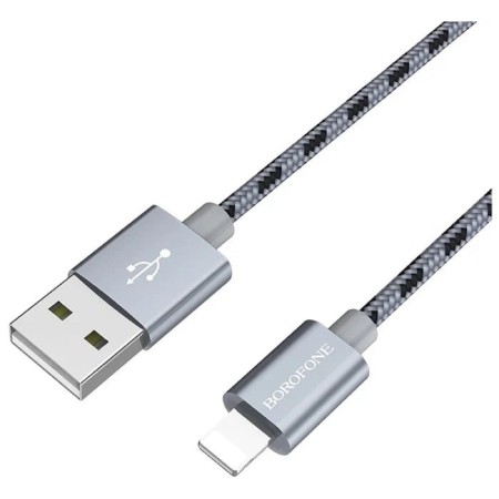 Cable Borofone BX24, Lightning - USB, 2.4 A, 1 m, nylon braid, gray-3