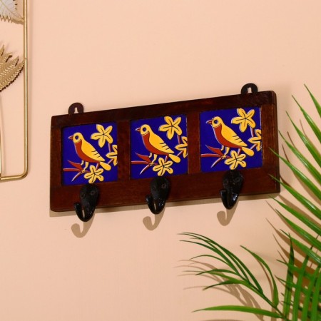 Hanger "birds" wood, 17*4*12cm, 3 hook mix-1