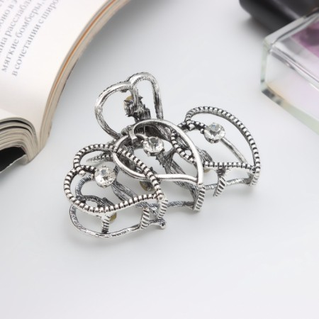 Hair crab "Candy" hearts, 6 cm, silver