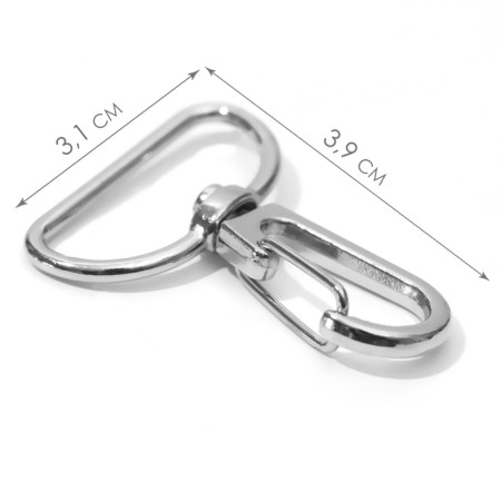Metal carbine, 39 × 31 mm / 25 × 2.2 mm, 10 pcs, silver color-1