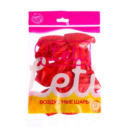 Latex ball 12 ", metal, set 12 pcs., Red color-3