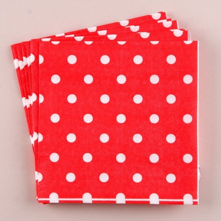 Paper “Peas” napkins, set 20 pcs., 33x33 cm, red color