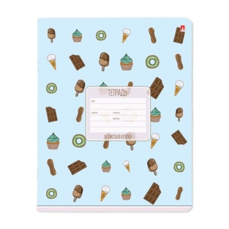 Notebook 24 sheets in a cage "Sweets", cover covered paper, mix-1