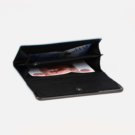 Women's wallet for magnet, department for bills, for cards, for coins, blue color-2