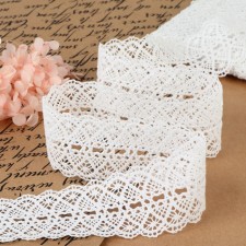 Knitted lace, 45 mm × 10 ± 1 m, white color