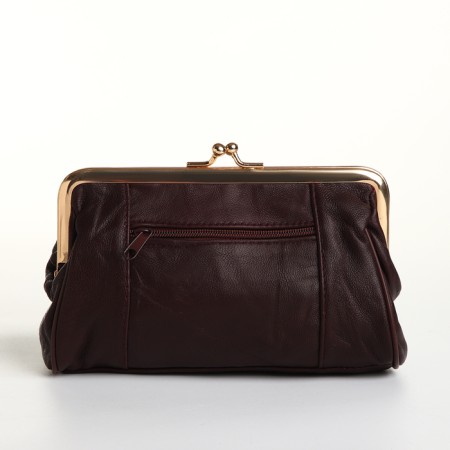 Cosmetic bag, 2 departments, outer pocket, burgundy color-1