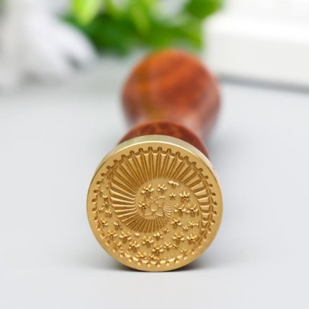 Printing for wax with a wooden handle "Yin -Yang - Chinese umbrella" 9x3x3 cm-1