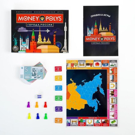 Board Economic Game "Money Polys. Cities of Russia ", 240 banknotes, 5+-1