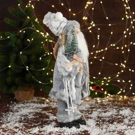 Santa Claus "checkered and with a Christmas tree" 45 cm, gray-1