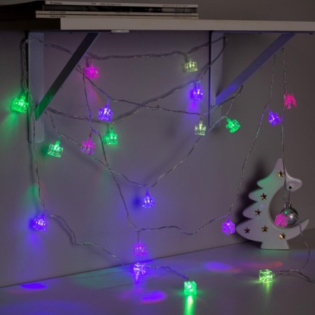 Garland “thread” 5 m with nozzles “cubes”, ip20, transparent thread, 20 LED, glow of multi (RG/RB), flashing, 220 V-4