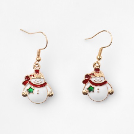 New Year! Earrings "New Year" snowmen, colored in gold-1