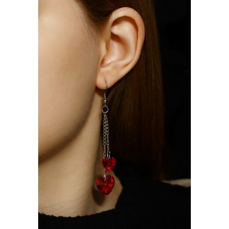 Glass earrings "Bright day" heart, color mix-6