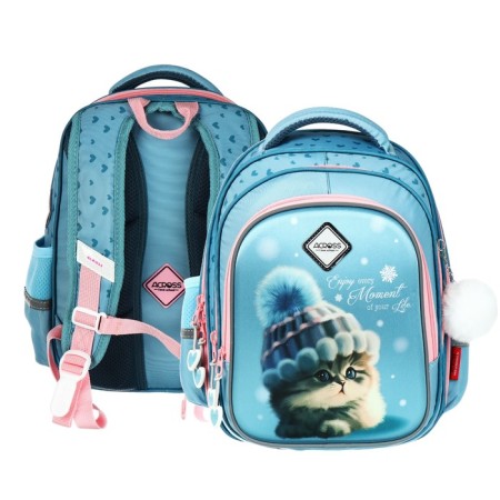 School backpack 40x33x15cm, ergonomic back, Across 410, Blue