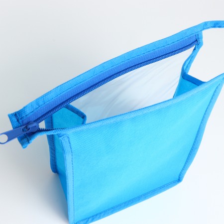 Cosmetic bag with zipper, cornflower color-3