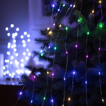 Girlynda "Horse tail" 8 threads of 2 m, IP20, silver thread, 160 LED, glow of multi, USB