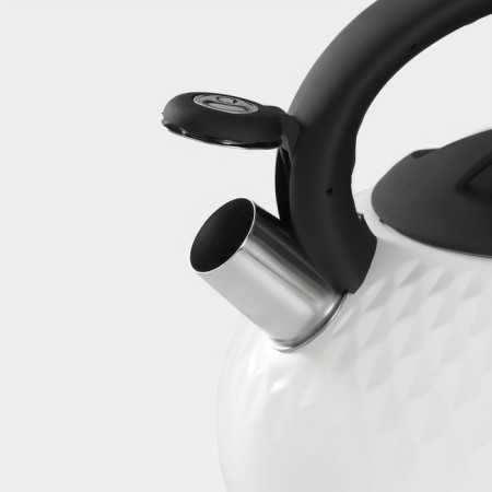 A kettle with a stainless steel whistle Magistro Glow, 3 L, Induction, Soft-Touch handle, white color-5