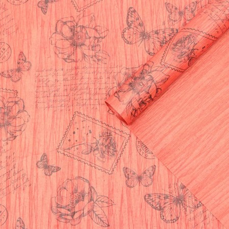 Package paper, ecolux fastened, "palermo", red/black, 0.7 x 5 m