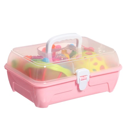 A set of rattles with teething, 7 pieces in a set, in a container-10