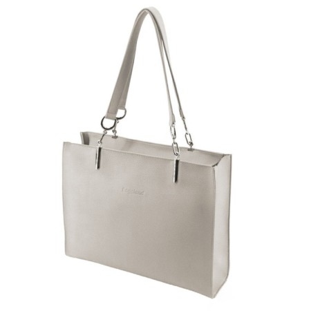 Bag women, genuine leather, beige 33x10x30 cm