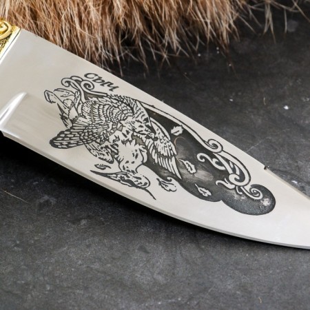 Caucasian knife "Sych" with a scabbard, Garda - Latun, steel - 65x13, handle - BUIL-2
